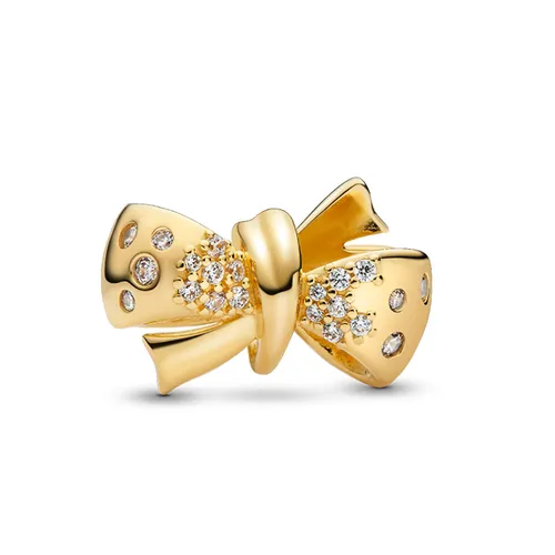Hạt Vòng Charm Pandora Sparkling Bow 763442C01 Màu Vàng Gold