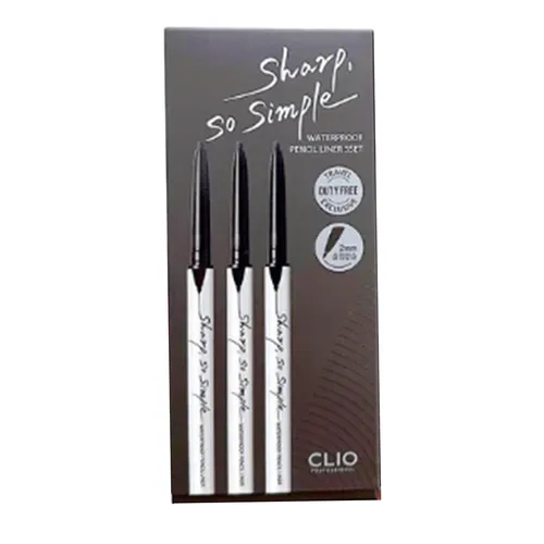 Set 3 Chì Kẻ Mắt Clio Sharp So Simple Waterproof Pencil Liner 01 Black Màu Đen
