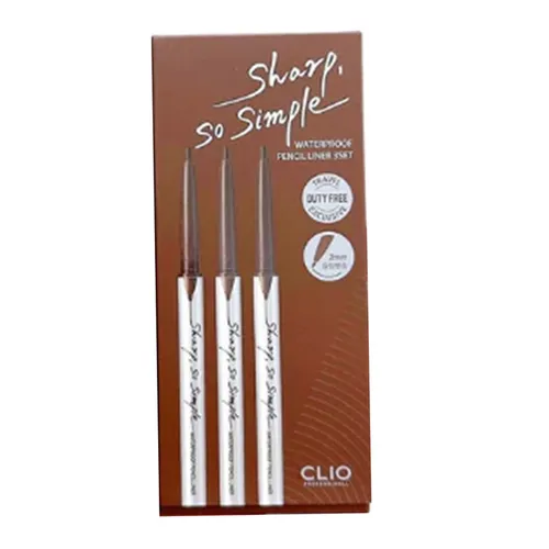 Set 3 Chì Kẻ Mắt Clio Sharp So Simple Waterproof Pencil Liner 02 Brown Màu Nâu