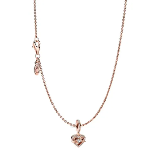 Set Dây Chuyền + Hạt Vòng Charm Nữ Pandora 580413 + 789402C01 Màu Vàng Hồng