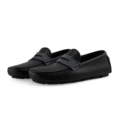 Giày Lười Nam Louis Vuitton LV Monza Moccasin 1AIYLI Màu Đen Size 39