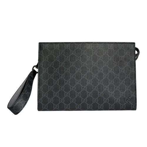 Túi Cầm Tay Gucci Grey Trim Medium Pouch ‎768255 FACQC 1048 Màu Đen Xám