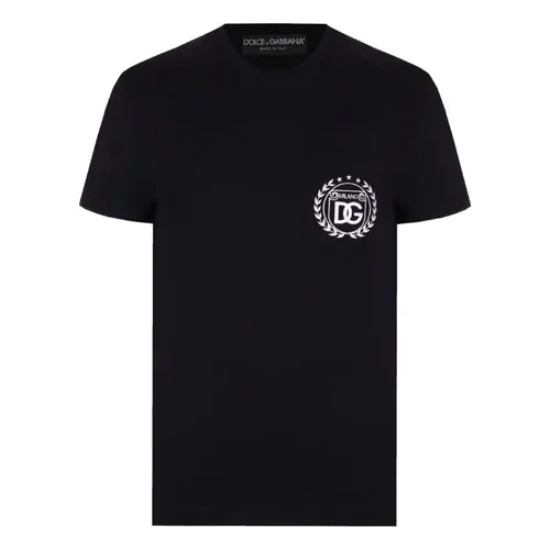 Áo Phông Nam Dolce & Gabbana D&G Embroidered-logo Cotton G8RA2Z Tshirt Màu Đen Size 46