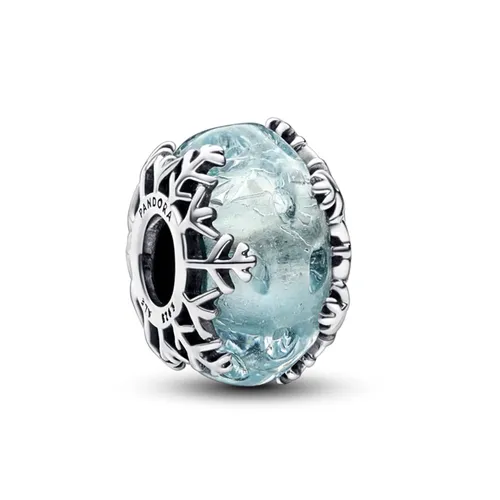 Hạt Vòng Charm Pandora Winter Blue Snowflake Murano 792377C00 Màu Xanh Nhạt
