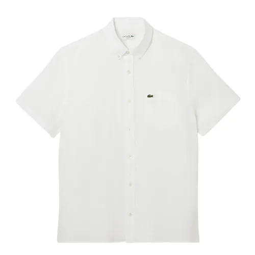 Áo Sơ Mi Cộc Tay Nam Lacoste Regular Fit Short Sleeved Linen Shirt CH5699 001 Màu Trắng Size 39