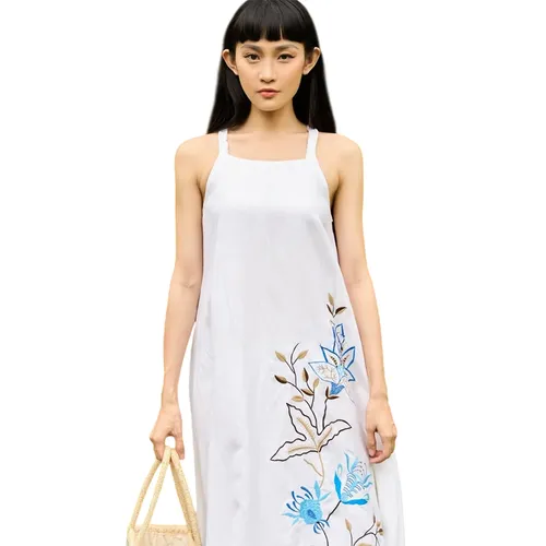 Váy Maxi Nữ F2 Fashion & Freedom Women's White Linen Dress DT-D685-TT-S-0423 Màu Trắng Size S