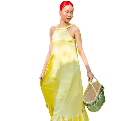 Váy Maxi Nữ F2 Fashion & Freedom De Soleil Women's Gold Silk Dress DT-D706-V-S-0423 Màu Vàng Size S