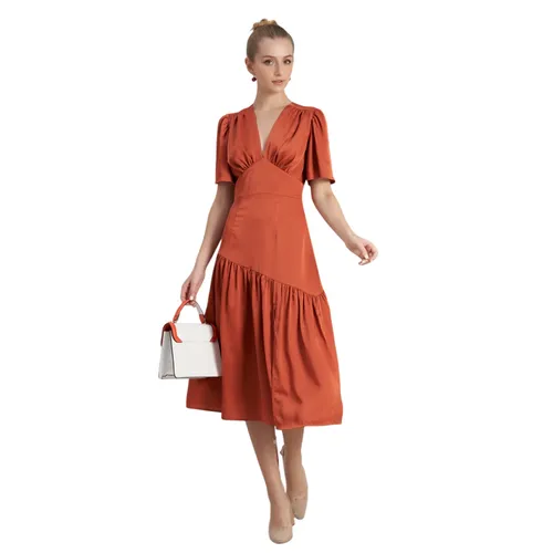 Váy Lụa Nữ F2 Fashion & Freedom Hello New Day D596-C-S-0323 Màu Cam Gạch Size S