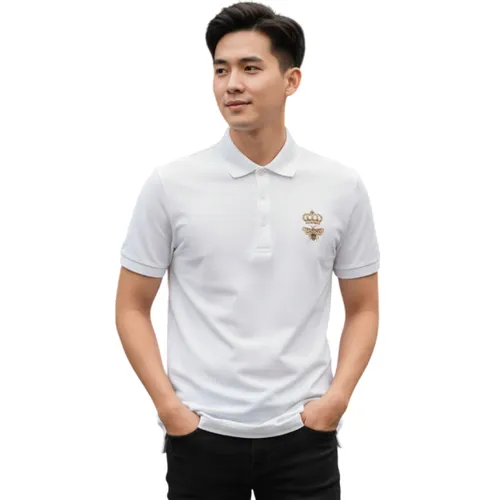 Áo Polo Nam Dolce & Gabbana D&G White With Golden Bee Embroidery G8LZ1ZG7WUR Màu Trắng Size 44