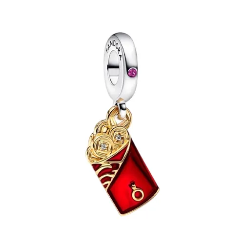 Hạt Vòng Charm Pandora Two-tone Red Envelope Dangle Charm 762470C01 Màu Đỏ