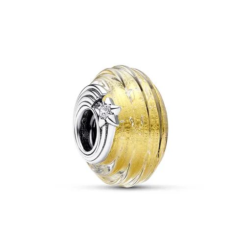 Hạt Vòng Charm Pandora Shooting Star Grooved Murano Glass 792982C01 Màu Vàng