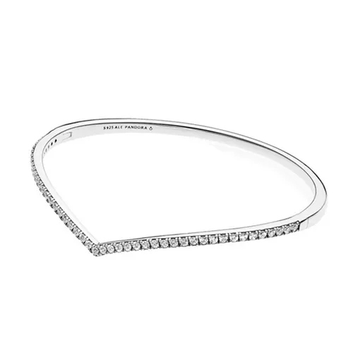 Vòng Đeo Tay Pandora Wishbone Bangle With Clear Zirconia 597837CZ Màu Bạc Size 15.5