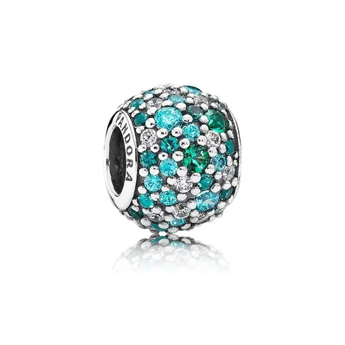 Hạt Vòng Charm Pandora Ocean Mosaic Pave Ball Charm 791261MCZMX Màu Bạc Xanh