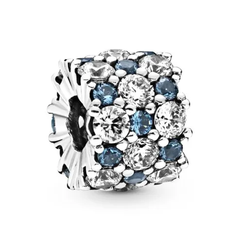 Hạt Vòng Charm Pandora Blue And Clear Sparkle 798487C02 Màu Xanh Bạc