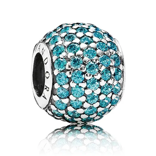 Hạt Vòng Charm Pandora Teal Pavé Ball Charm 791051MCZ Màu Xanh Blue
