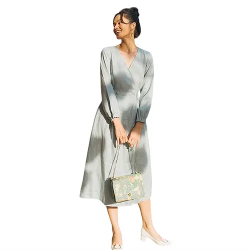 Váy Liền Nữ F2 Fashion & Freedom Modern Meets Heritage Blue Linen Dress D450-X-S-0620 Màu Xanh Blue Size S