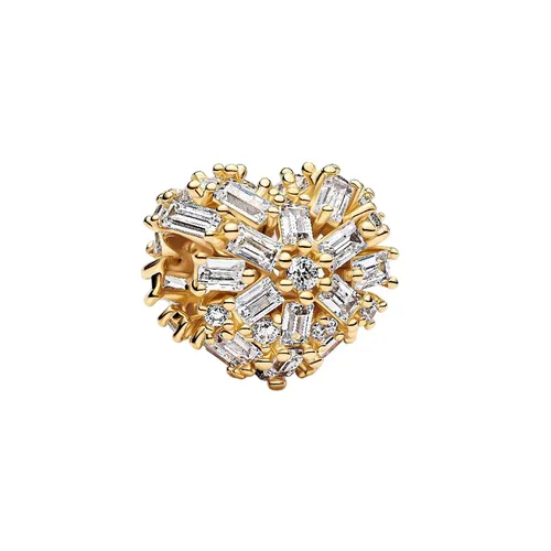 Hạt Vòng Charm Pandora Sparkling Heart Charm 764240C01 Màu Vàng Gold