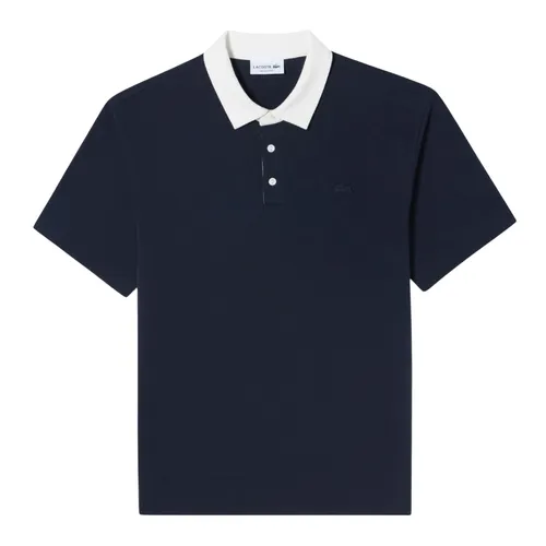 Áo Polo Nam Lacoste Milano Contrast Collar Relaxed Fit Navy Blue PH644E 166 Màu Xanh Đen Size 3