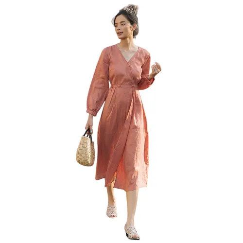 Váy Liền Nữ F2 Fashion & Freedom Stay Classy Pink Linen Dress D450-HD-S-0620 Màu Hồng Size S