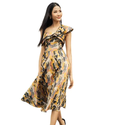 Váy Xòe Nữ F2 Fashion & Freedom Queen Of The Night D481-DV-S-1220 Màu Vàng Họa Tiết Size S