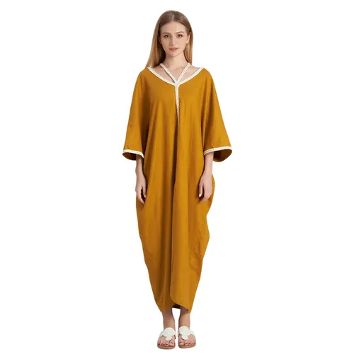 Váy Linen Nữ F2 Fashion & Freedom De Soleil DT-D705-VN-S-0323 Màu Vàng Size S