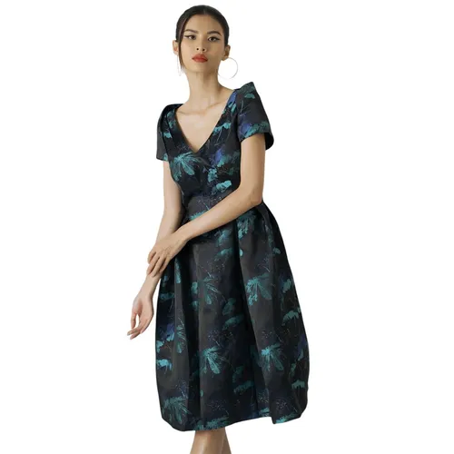 Váy Xòe Nữ F2 Fashion & Freedom Gấm Becoming Discover D517-X-S-0521 Màu Xanh Size S