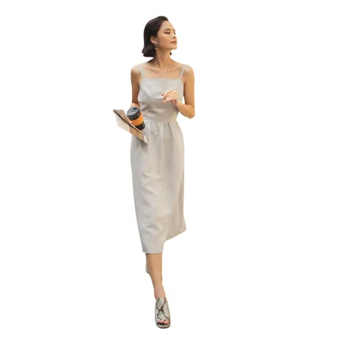 Váy Hai Dây Nữ F2 Fashion & Freedom Linen Becoming Unveil D525-X-S-0621 Màu Xám Size S