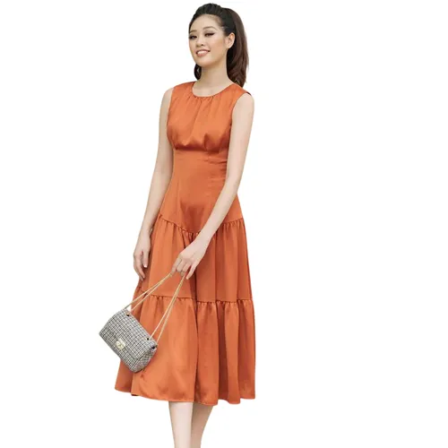 Váy Nữ F2 Fashion & Freedom Radiant May Silk Dress D419-C-S-0520 Màu Cam Size S
