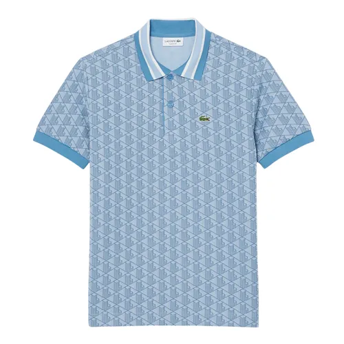 Áo Polo Nam Lacoste Men's Classic Fit Monogram Jacquard DH1417 - 1QI Màu Xanh Blue Size 3