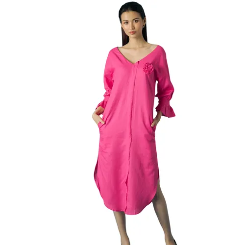 Váy Suông Nữ F2 Fashion & Freedom Becoming Color Me Pink Linen Dress D496-HS-S-0321 Màu Hồng Size S