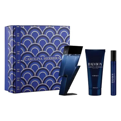 Set Nước Hoa Nam Carolina Herrera Bad Boy Cobalt Electrique 3 Món (EDP 100ml + EDP Mini 10ml + Sữa Tắm 100ml)