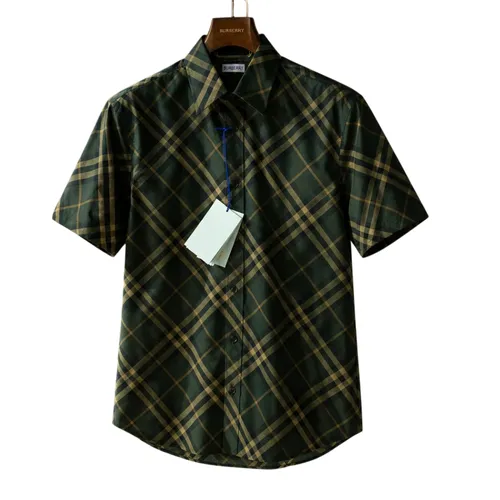 Áo Sơ Mi Cộc Tay Nam Burberry 8100681 Màu Xanh Rêu Size XS