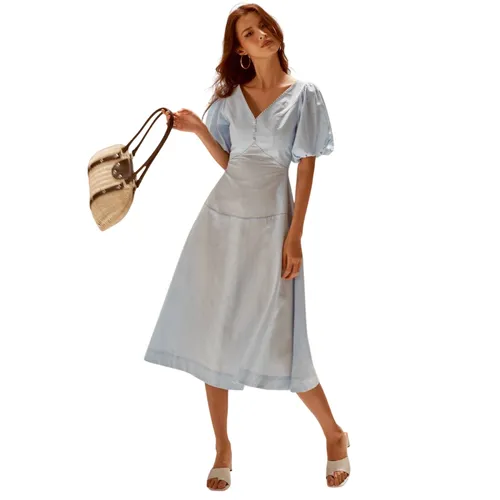 Váy Nữ F2 Fashion & Freedom Linen Becoming Unveil D536-X-S-0721 Màu Xanh Size S