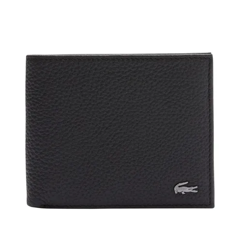 Ví Nam Lacoste Men's Crocodile Matte Grained Leather Horizontal Trifold Wallet NH47740R Màu Đen