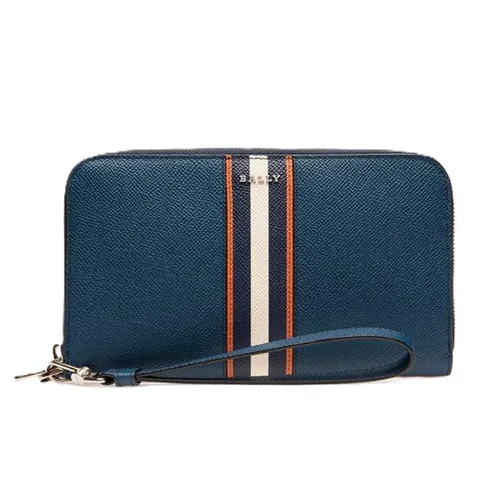 Ví Bally Zippy Calf Embossed Wallet Màu Xanh