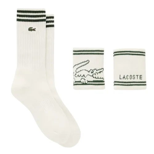 Set Tất Và Băng Đeo Cổ Tay Unisex Lacoste Sports Wristband + Socks Gift RL001E 56G 132 Màu Trắng/ Xanh Lá Size T4