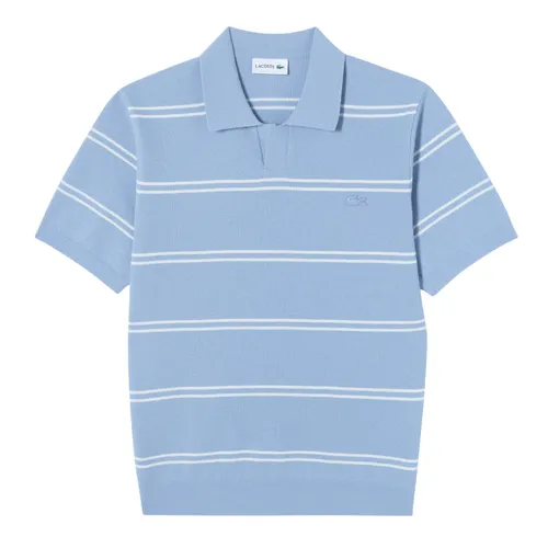 Áo Polo Nam Lacoste Men's Open Collar Pinstripe Short Sleeve Sweater PH396E - AEY Màu Xanh Nhạt Size 3