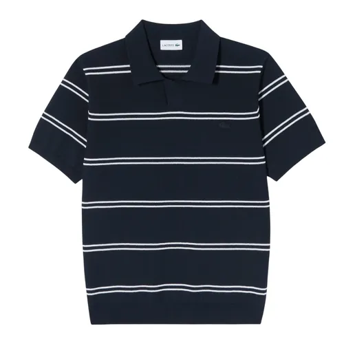 Áo Polo Nam Lacoste Men's Open Collar Pinstripe Short Sleeve Sweater PH396E - 166 Màu Xanh Navy Size 4