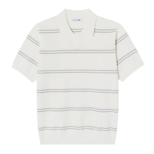 Áo Polo Nam Lacoste Men's Open Collar Pinstripe Short Sleeve Sweater PH396E - XFJ Màu Trắng Size 4