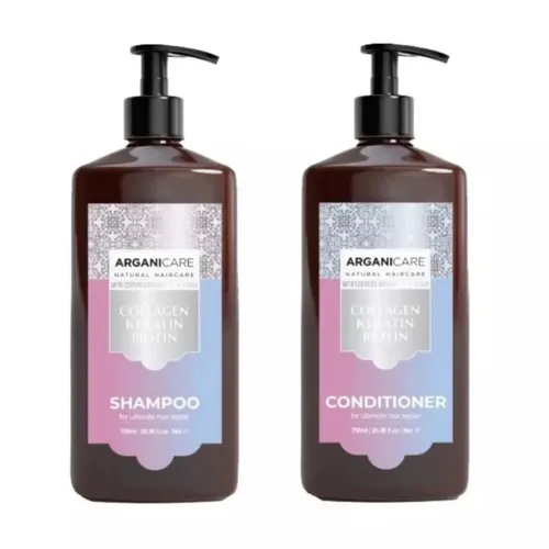Bộ Dầu Gội + Xả Dưỡng Tóc Arganicare Collagen Keratin Biotin (750ml x 2)