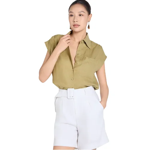 Quần Short Nữ F2 Fashion & Freedom White Linen Trousers A Touch of Effortless Elegance QS43-T-S-0521 Màu Trắng&nbsp;Size S