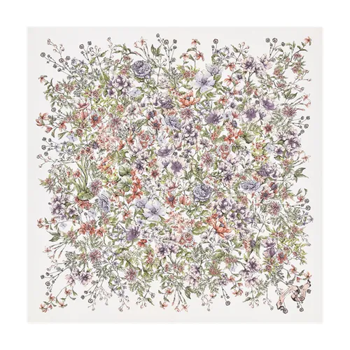 Khăn Lụa Nữ Dior D-Floral 90 Square Scarf Silk Twill Màu Trắng Họa Tiết