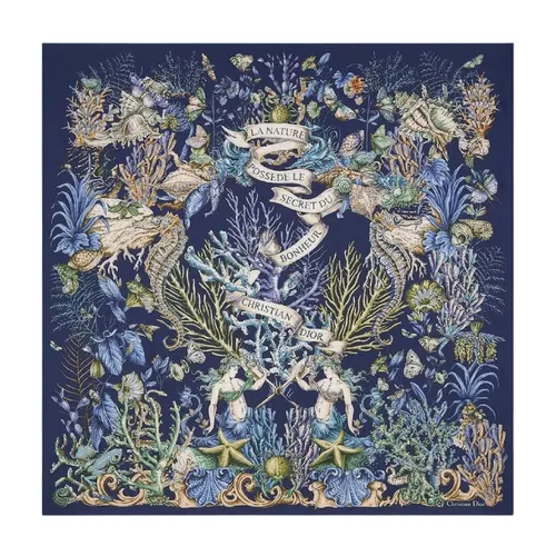 Khăn Lụa Nữ Dior Silk Scarf Blue Màu Xanh