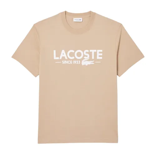 Áo Thun Nam Lacoste Men's Print Cotton T-shirt TH6541 - 02S Màu Beige Size 5