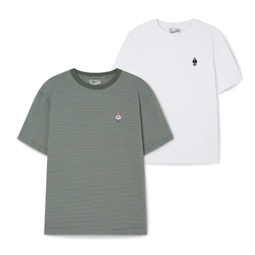 Set 2 Áo Phông WHOAU WHRSG2351U40 Tshirt Màu Trắng Phối Xanh Size M