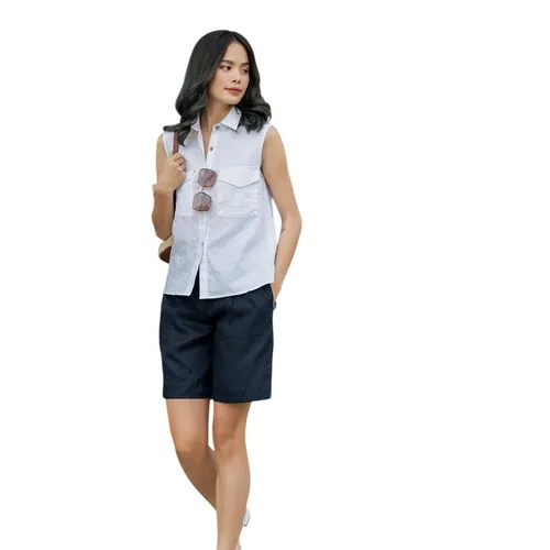 Quần Short Nữ F2 Fashion & Freedom Linen QS32-X-S-0420 Màu Xanh Đen Size S