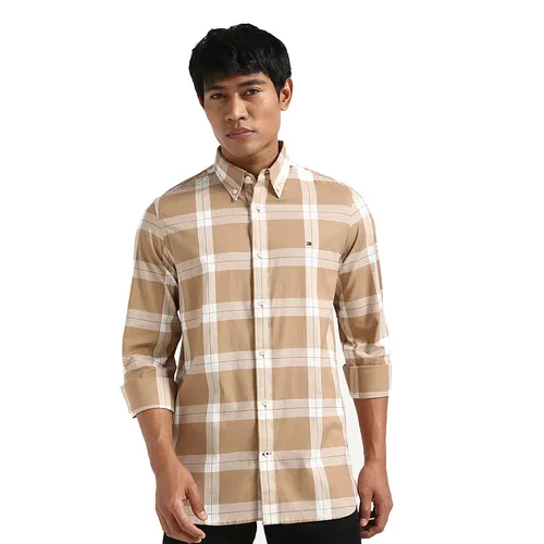 Áo Sơ Mi Nam Tommy Hilfiger Harrington Poplin Plaid Shirt Slim 78JB608 - 210 Màu Nâu Be Size XS