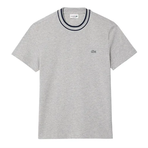 Áo Thun Nam Lacoste Stretch Pique Stripe Collar T-shirt TH8174 CCA Màu Xám Size 5