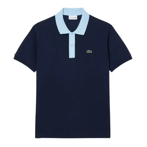 Áo Polo Nam Lacoste Men's Polo Shirt L.12.12 Classic Style With Color Blocked Collar PH9879-GE5 Màu Xanh Blue Size 5