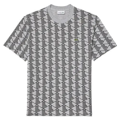 Áo Thun Nam Lacoste Cotton T-Shirt With Monogram Pattern Regular TH2831 - 80P Màu Xám Họa Tiết Size 2